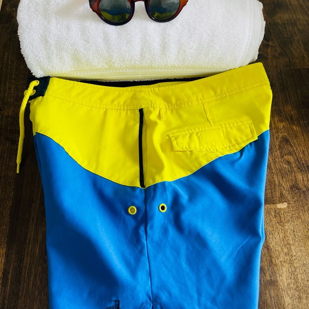 Yellow and Blue Swim Trunks